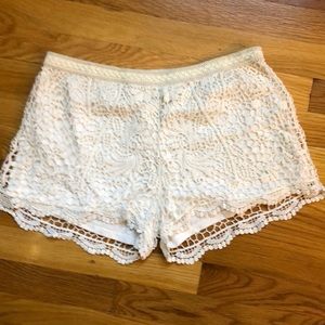 White crochet shorts